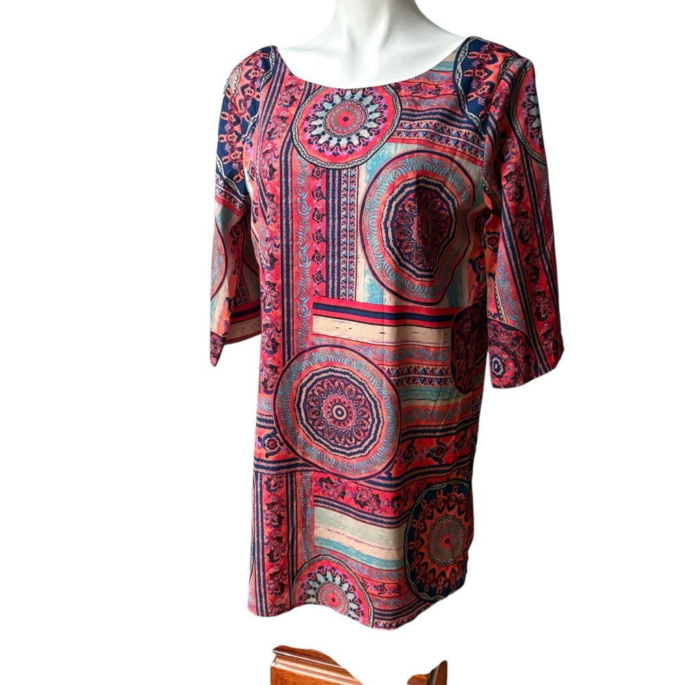 Aakaa Geometric Low Back Shift Dress, Sz M - Picture 6 of 15
